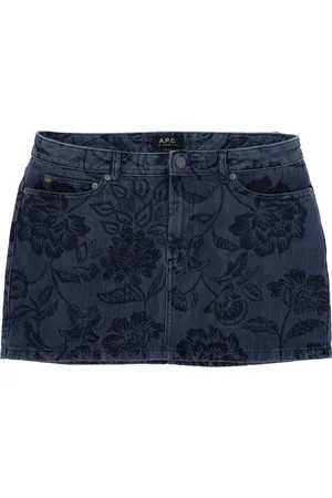 A.P.C. Indigo Floral Print Denim Skirt