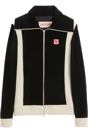 VALENTINO High Neck Chenille Zip Sweatshirt