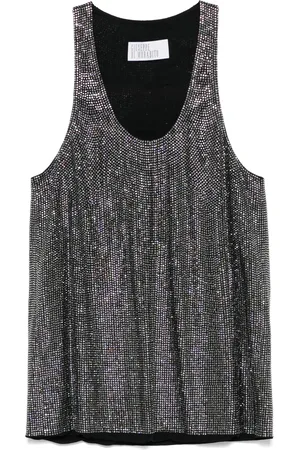 GIUSEPPE DI MORABITO Black Scoop Neck Sleeveless Top
