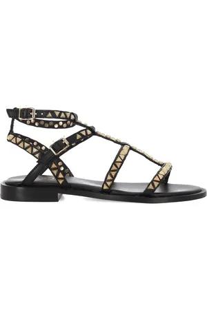 Ash Pandora Black Gold Flat Sandals