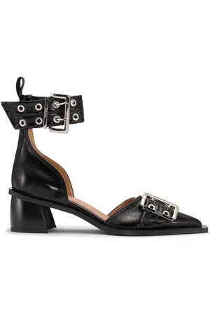 Ganni Buckle Ankle Strap Open Cut Pumps