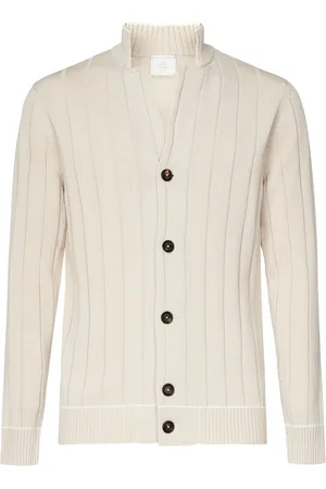 ELEVENTY Cotton Mock Neck Cardigan In