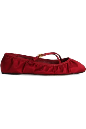 Dolce & Gabbana Satin Vally Ballerinas In Red