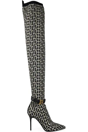 Balmain Raven Monogrammed Thigh High