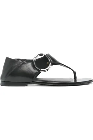 Saint Laurent Ring Leather Flat Sandals
