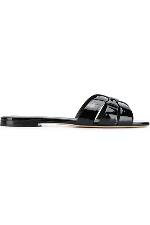 Saint Laurent Tribute Leather Flat Sandals