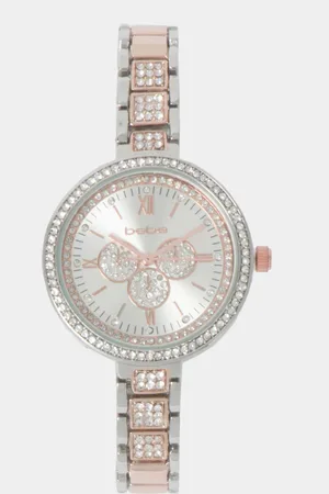 Crystal Bezel Two Tone Mesh Bracelet Watch | bebe