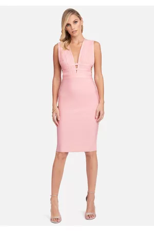 Bebe Women V-Neck Dresses - Plunge Neck Bandage Dress