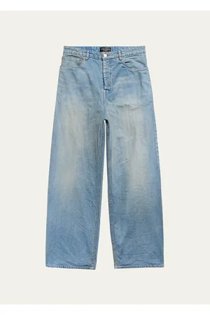 Balenciaga Men's Hybrid Fleece and Denim Baggy Pants - Bergdorf Goodman