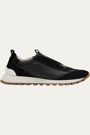 Brunello Cucinelli Suede Laceless Runner Sneakers