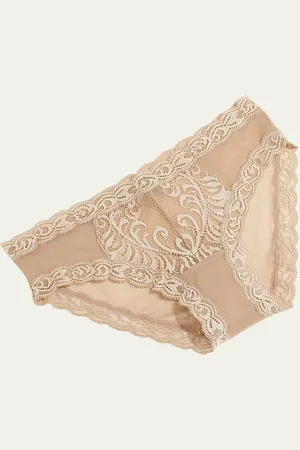 Natori Feathers Lace-Trim and Mesh Hipster Briefs