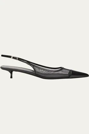 Saint Laurent Oxalis Leather Mesh Slingback Pumps