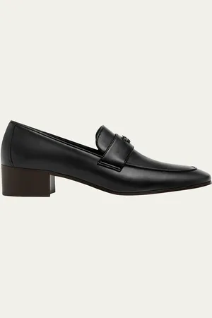 Bougeotte Leather Medallion Heeled Loafers