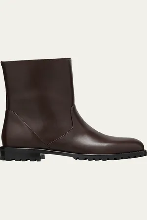 Manolo Blahnik Motosa Leather Pull-On Moto Boots