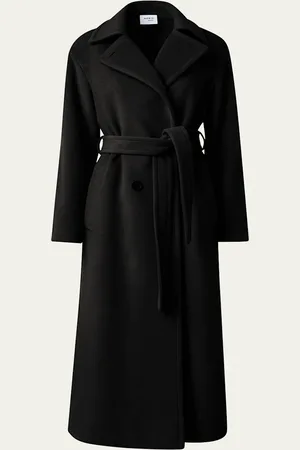 AKRIS Long Double-Breast Belted Wool-Cashmere Coat
