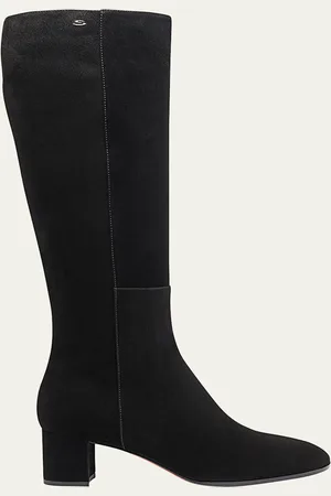 santoni Suede Block-Heel Knee Boots