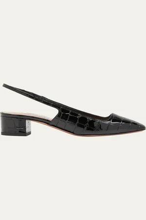 Aquazzura Ginza Croco Slingback Ballerina Pumps