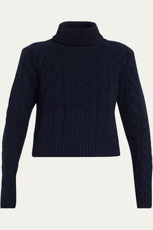 NILI LOTAN Andrina Cable Cashmere-Wool Turtleneck Sweater