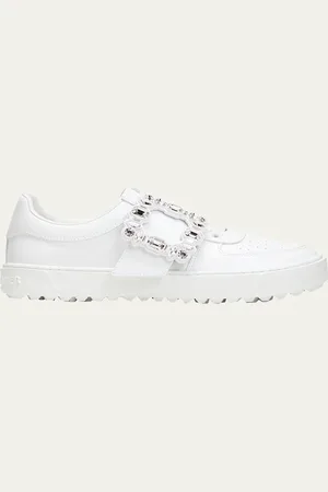 Roger Vivier Very Vivier Leather Crystal-Buckle Sneakers