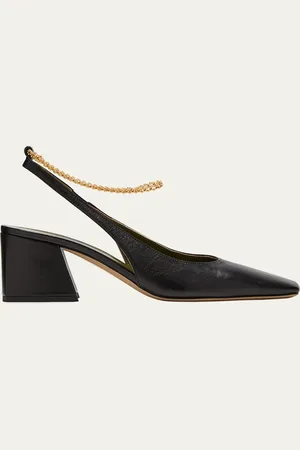 Maria Luca Ilaria Leather Chain Slingback Pumps