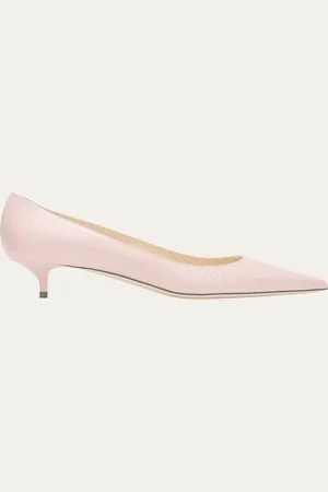 Jimmy Choo Amelia Embossed Leather Kitten-Heel Pumps