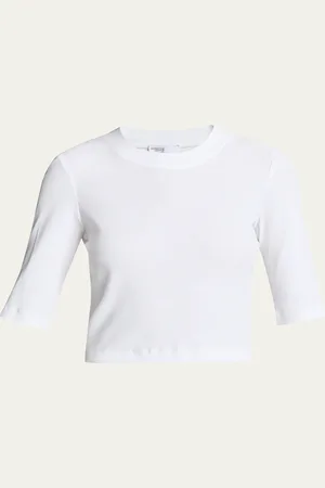 ROSETTA GETTY Cotton Cropped-Sleeve T-Shirt