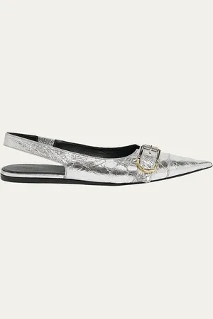 Givenchy Voyou Metallic Buckle Slingback Ballerina Flats