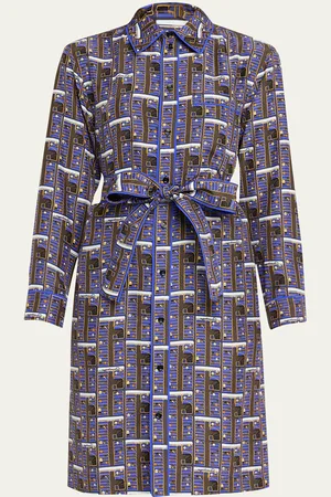 Burberry Printed Shirtdress with Tie Belt