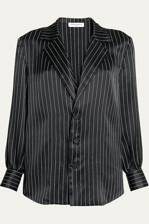 Saint Laurent Striped Silk Button-Front Blouse