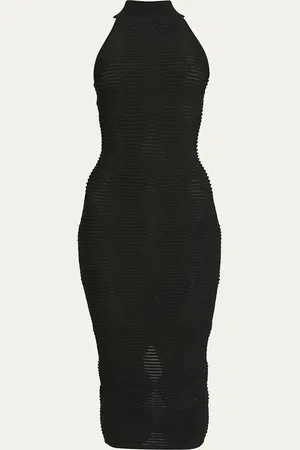 Balmain Diamond Textured Knit Midi Dress