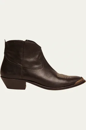Golden Goose Young Leather Zip Cowboy Ankle Boots