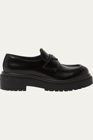 Prada Chocolate Calfskin Platform Loafers