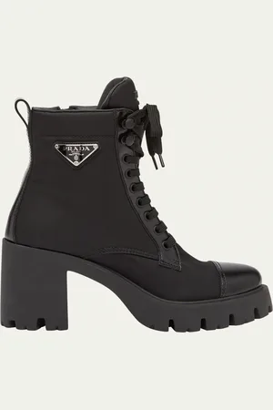 Prada Nylon Lace-Up Combat Boots