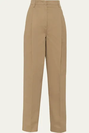 Prada Pintuck Straight Leg Cotton Pants