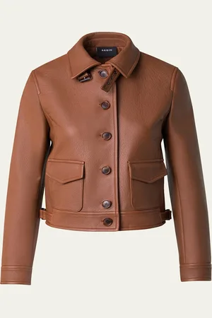 AKRIS Nappa Leather Short Bomber Jacket