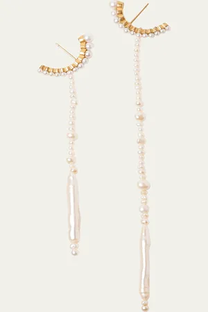Beatriz Palacios Lake Mismatched Pearl Linear Earrings