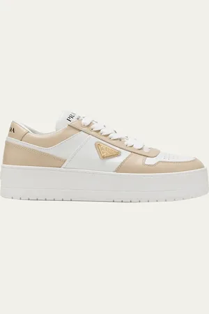 Prada Downtown Bicolor Leather Low-Top Sneakers