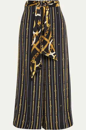 Camilla Scarf Belt Wide-Leg Silk Pants