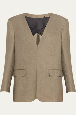 BETTTER Deep V Neck Back Zip Wool Jacket