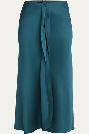 Giorgio Armani Silk Center-Pleat Midi Skirt