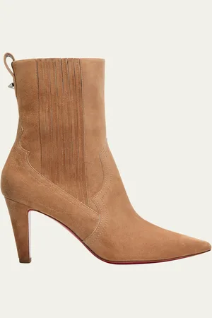Christian Louboutin Suede Stiletto Red Sole Chelsea Booties