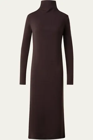 AKRIS Tube Turtleneck Wool Jersey Midi Dress