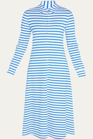 ROSETTA GETTY Striped Button-Down Midi Shirtdress