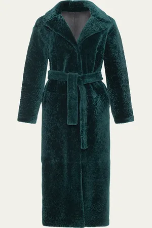 GORSKI Reversible Shearling Lamb Overcoat with Tie Belt