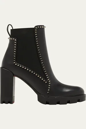Christian Louboutin Spike Leather Chelsea Red Sole Booties