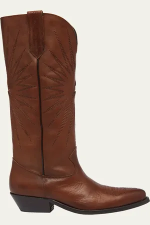 Golden Goose Wish Star Embroidered Leather Western Boots