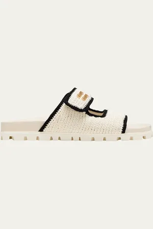 Miu Miu Bicolor Crochet Grip Slide Sandals