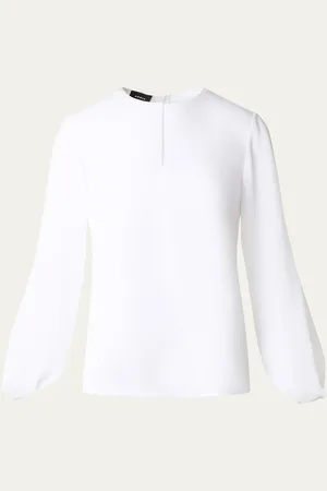 AKRIS Silk Georgette Blouse with Slit Sleeves