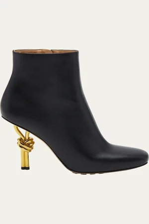 Bottega Veneta Leather Knot-Heel Ankle Booties