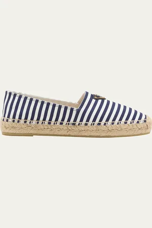 Prada Stripe Cotton Espadrille Loafers